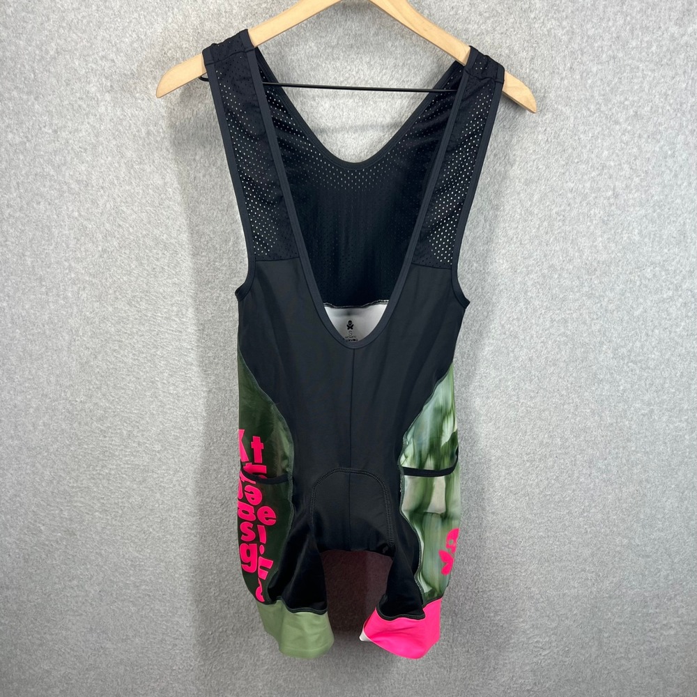 Betty Designs Cycling Bib Shorts Women S Black Green Pink Skull Graphic EUC